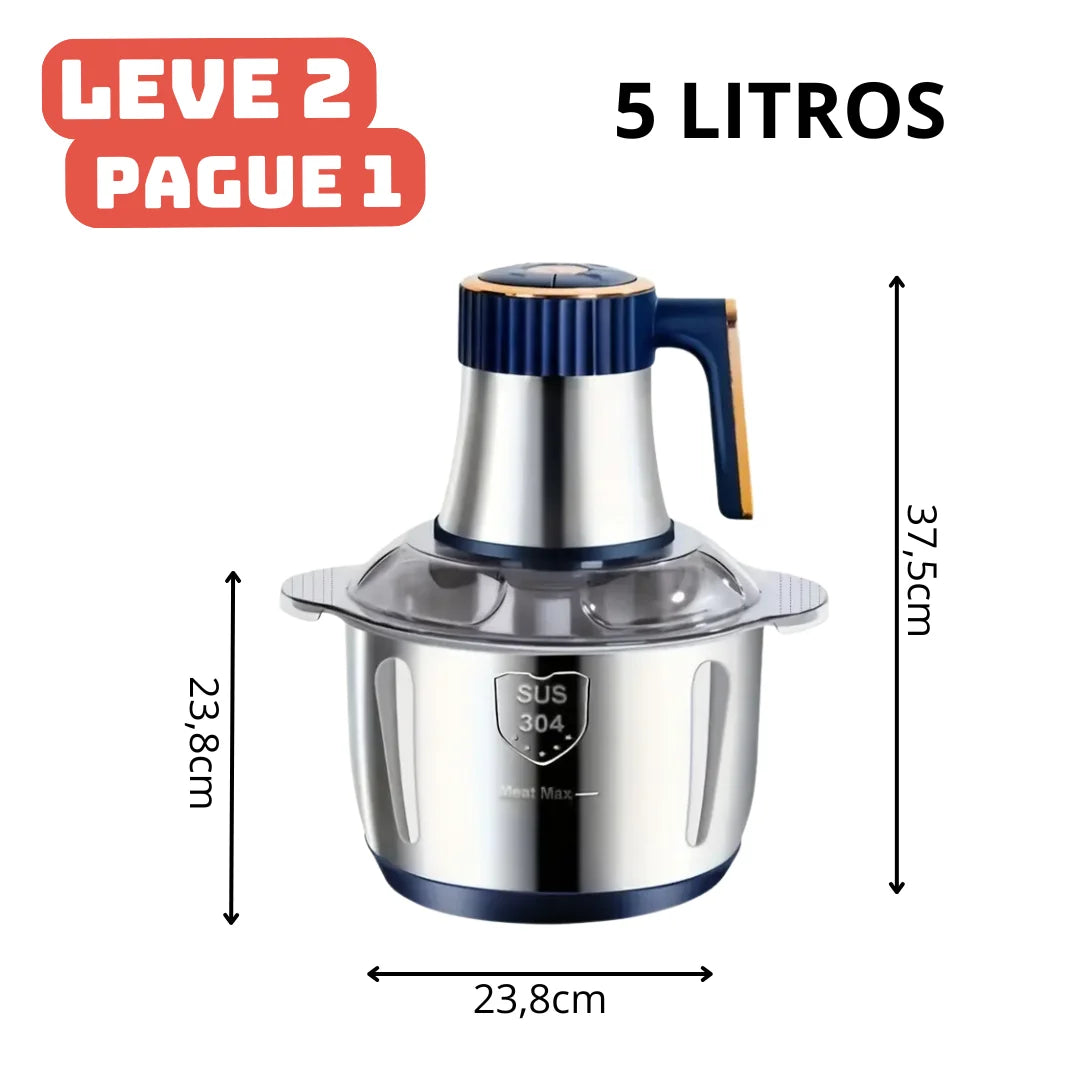 [Leve 2 Pague 1] Moedor Elétrico Multiuso TurboChef Inox 5 em 1 + BRINDE: Dispenser Giratório Automático